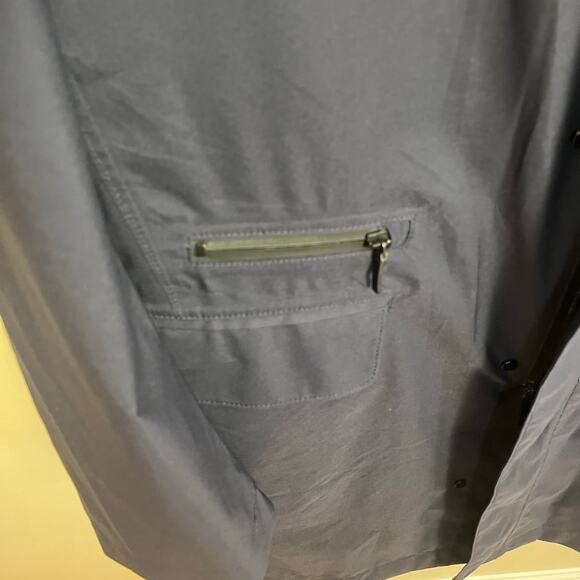 Hugo Boss Mens Water Repellent Jacket Navy Hooded Button and Zip Size 42L - Picture 11 of 14